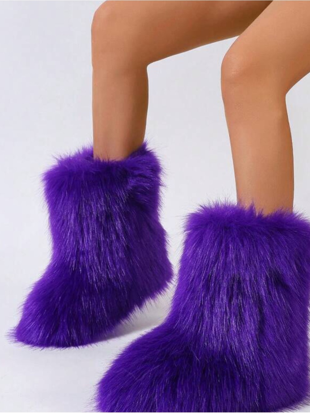 SHEIN Purple Faux Fur Ankle Booties